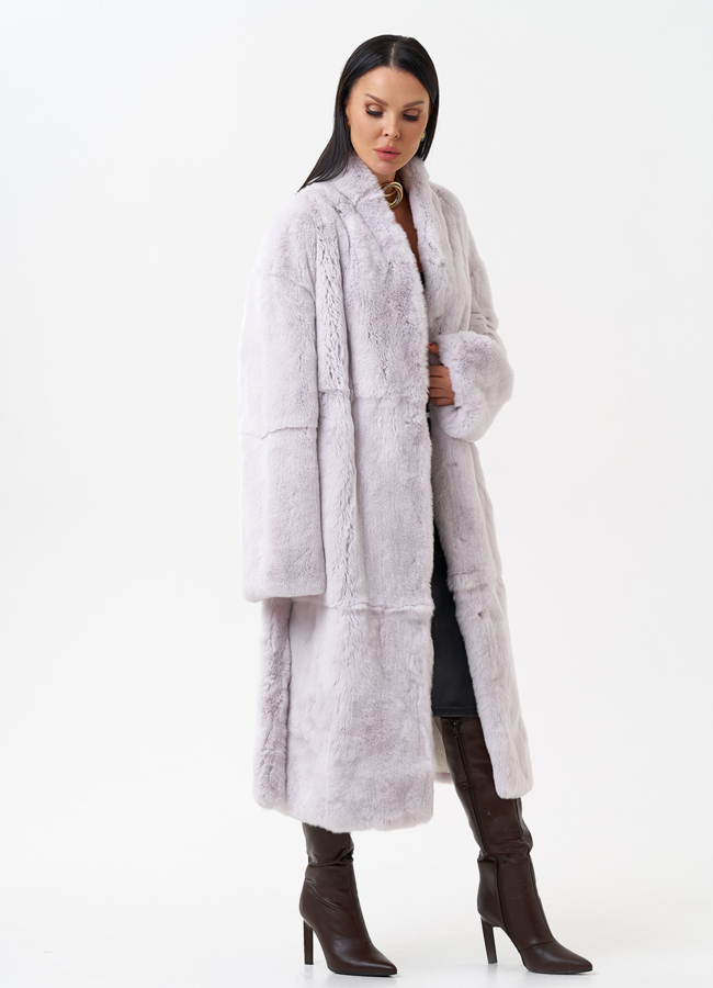 Длинная шуба из меха кролика модель № 28883 в рассрочку