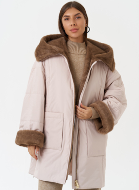 Пуховик с отделкой из эко меха под норку