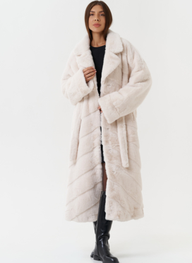 Шуба из эко меха с поясом