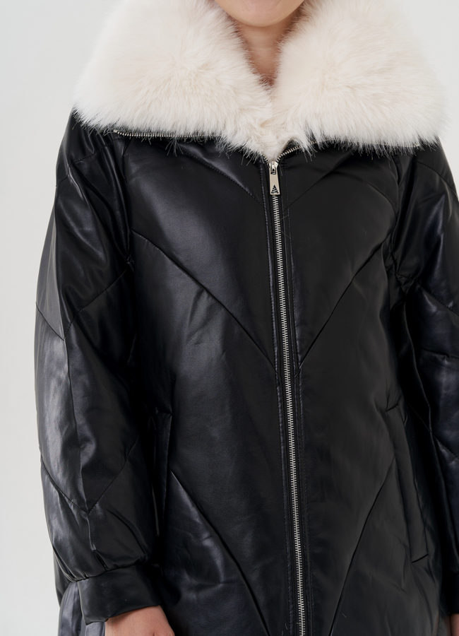 Куртка из эко кожи с воротником из искусственного меха модель № 25468 универмаг малина