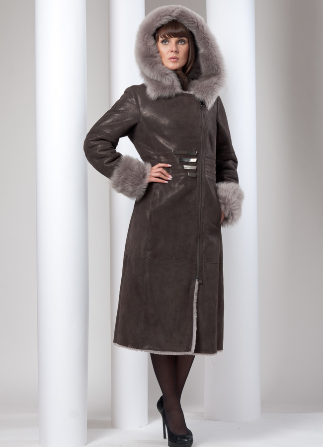 Дубленка модель № D-4 меха малина