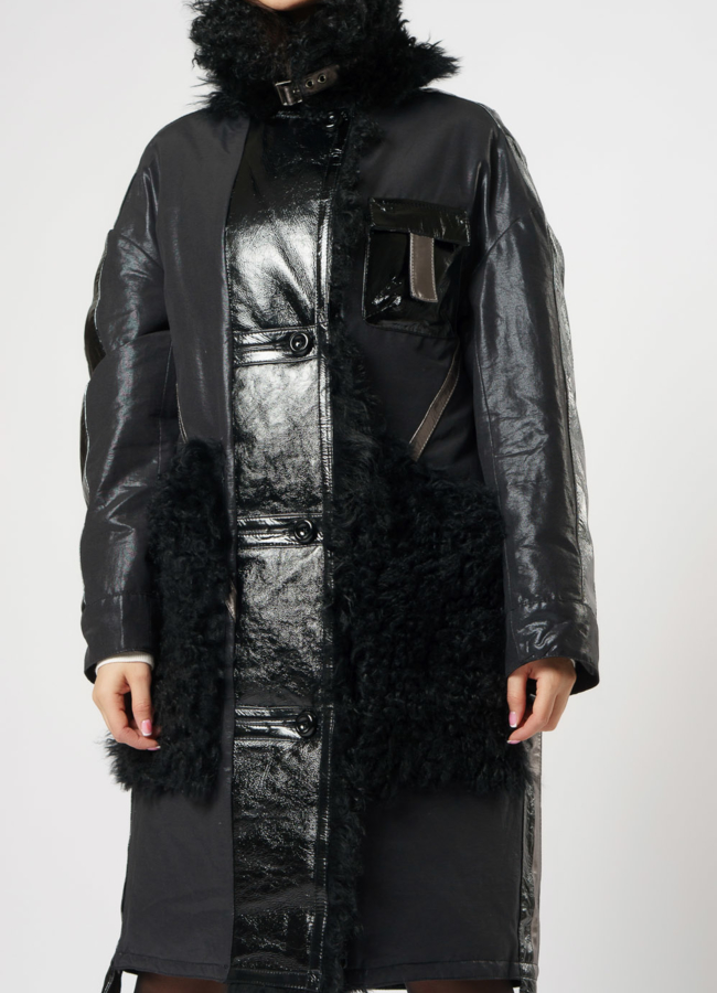 Пуховик двусторонний на пуговицах с английским воротником  модель № 237 в кредит