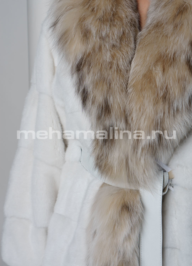 Белая норковая шуба  модель № S-719 универмаг малина