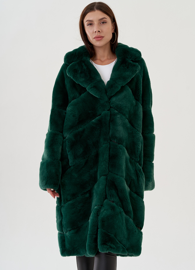 Шуба удлиненная из меха кролика модель № 81497 универмаг малина