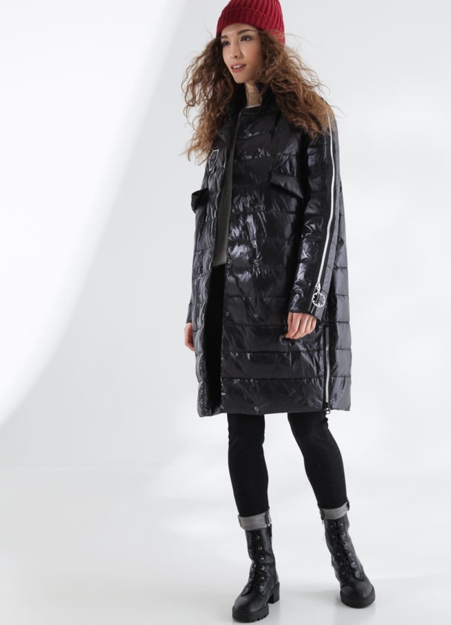 Пальто в черном цвете модель № 7760 в рассрочку