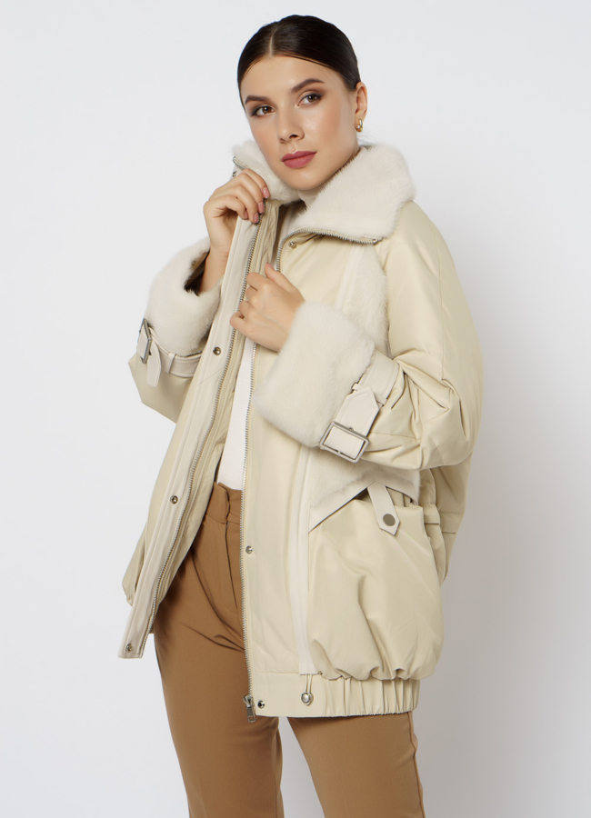 Женский пуховик с норкой модель № 20-078 универмаг малина