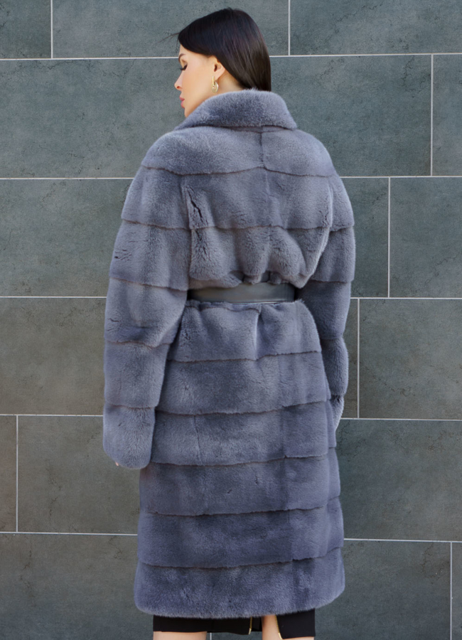 Норковая шуба из скандинавской норки с поясом модель № 18560 в кредит