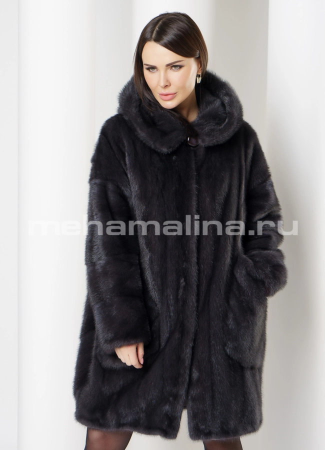 Шуба из норки oversize модель № S-691 универмаг малина
