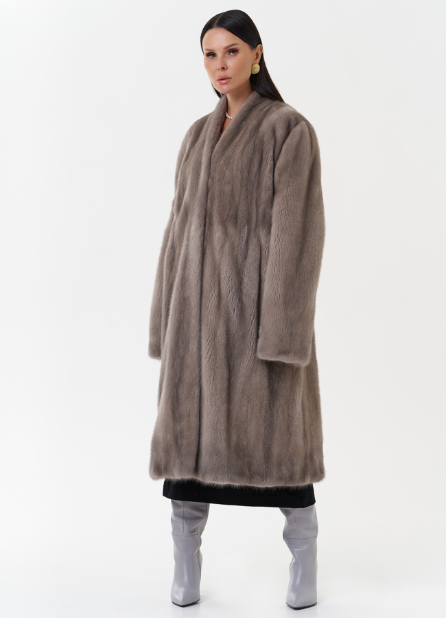 фото Женская шуба из меха скандинавской норки модель № 27640