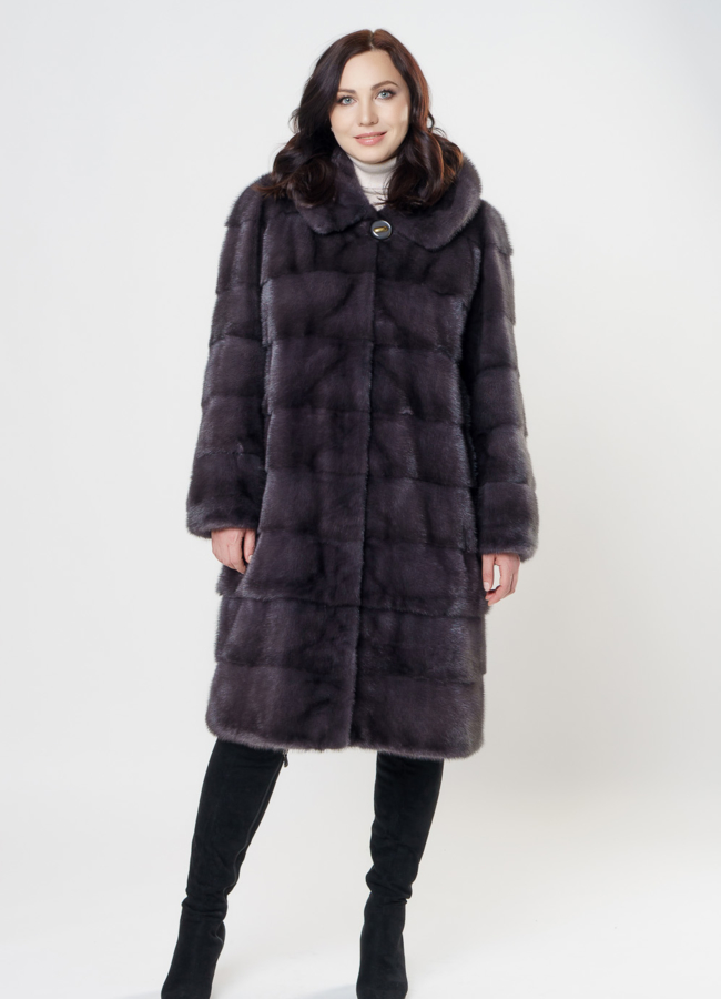 Шуба из норки поперечная трансформер модель № S-1008 универмаг малина