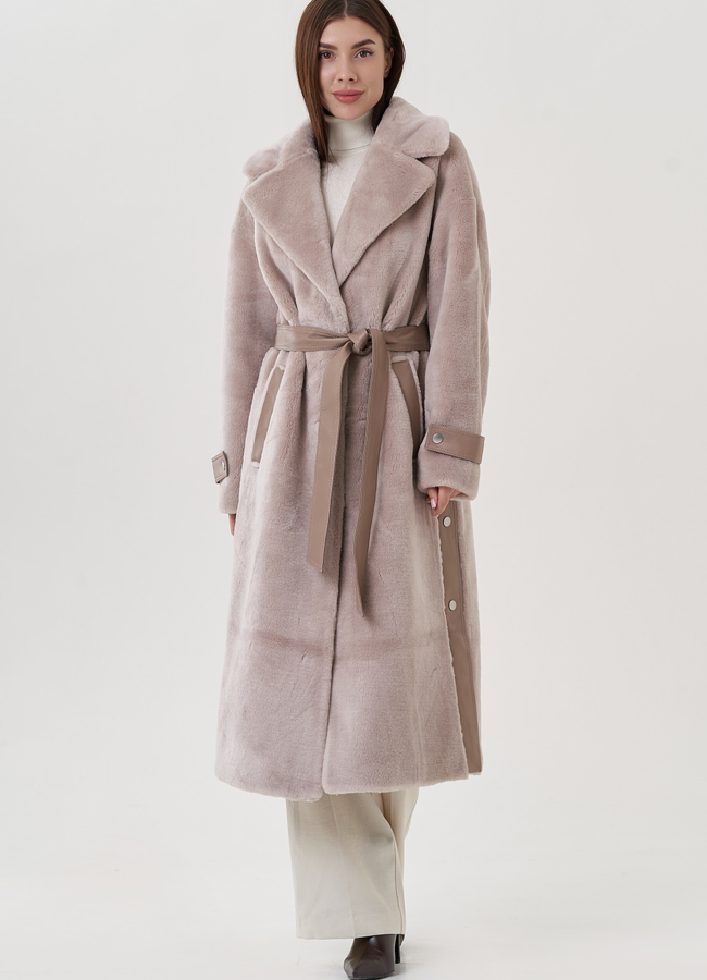 Длинное женское пальто из натуральной шерсти  модель № 25684 универмаг малина