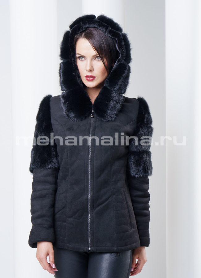 фото Дубленка с норковым оформлением модель № D-138