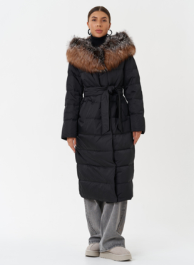 Пуховик с капюшоном из меха чернобурки