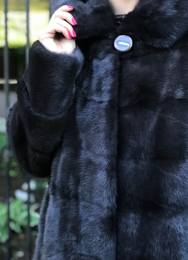 Норковая шуба в цвете графит модель № 8010 универмаг малина