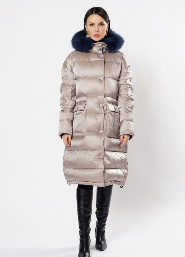 фото Светлый пуховик Florence Mode с капюшоном модель № 19СА-27