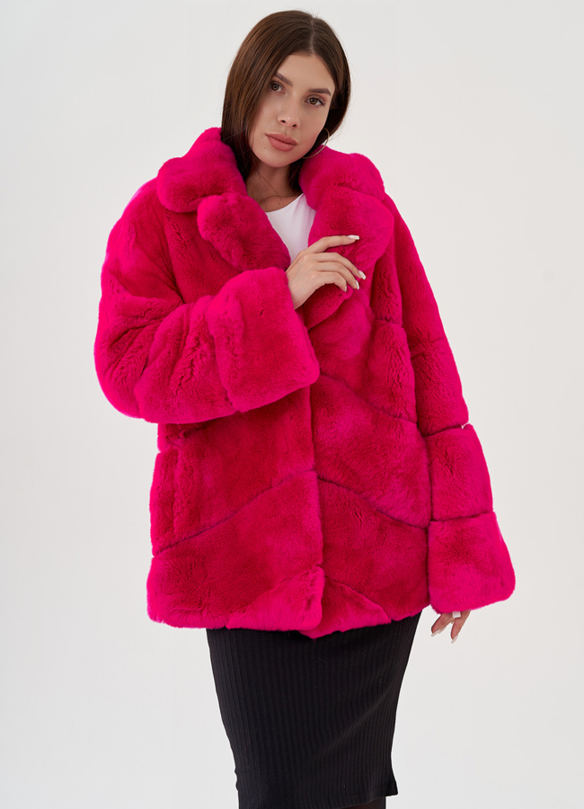Шуба из меха кролика с английским воротником модель № 81851 универмаг малина