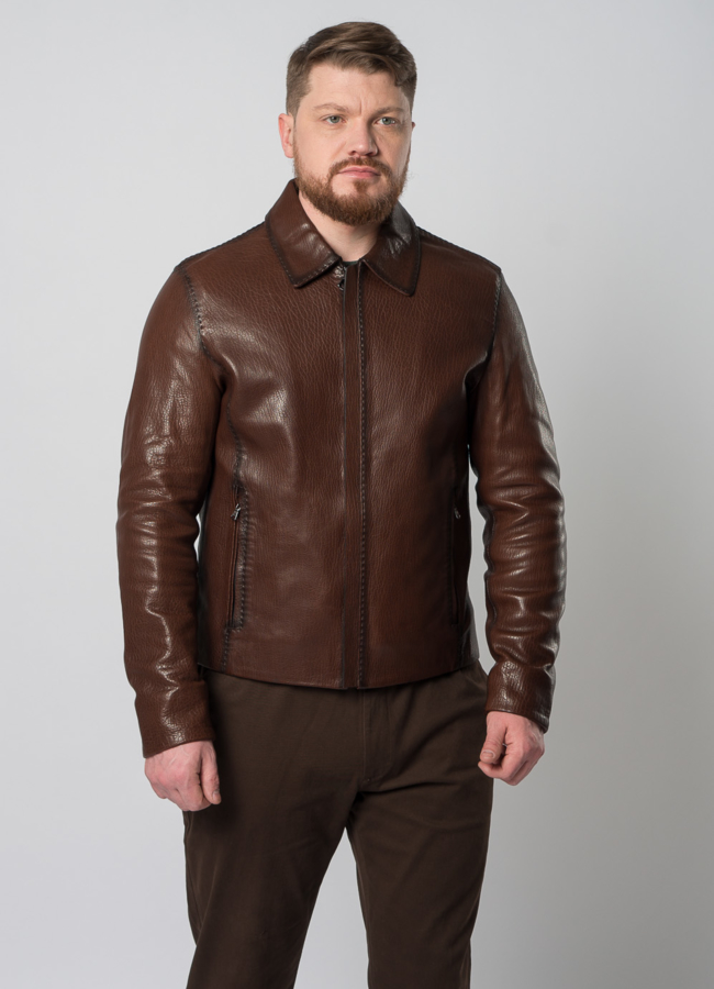 Мужская куртка из натуральной кожи модель № Е16 в рассрочку