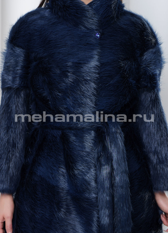 Шуба синего цвета модель № S-548 универмаг малина