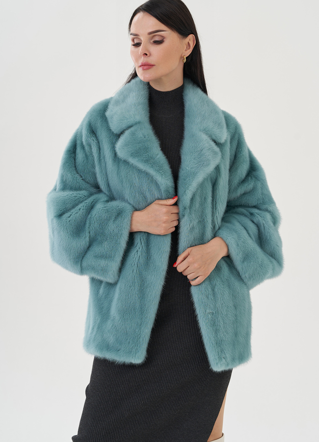 Шуба из норки в цвете мята модель № 24700 универмаг малина