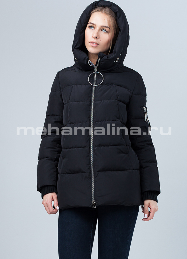 Куртка зимняя на био-пухе модель № П-231 меха малина