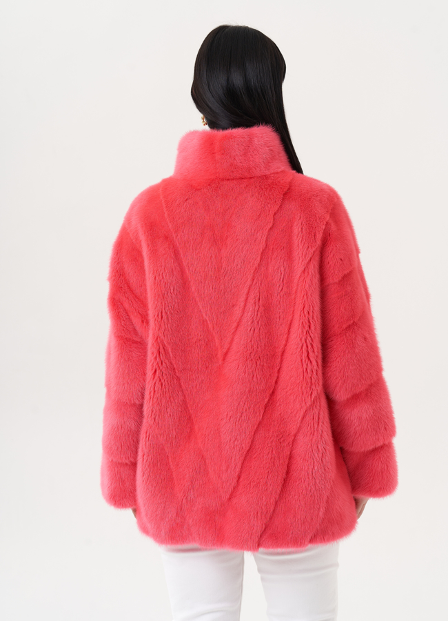 Шуба из меха норки розового цвета модель № 25756 универмаг малина