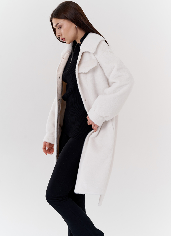 Женское пальто из ворсовой ткани модель № 24117 универмаг малина