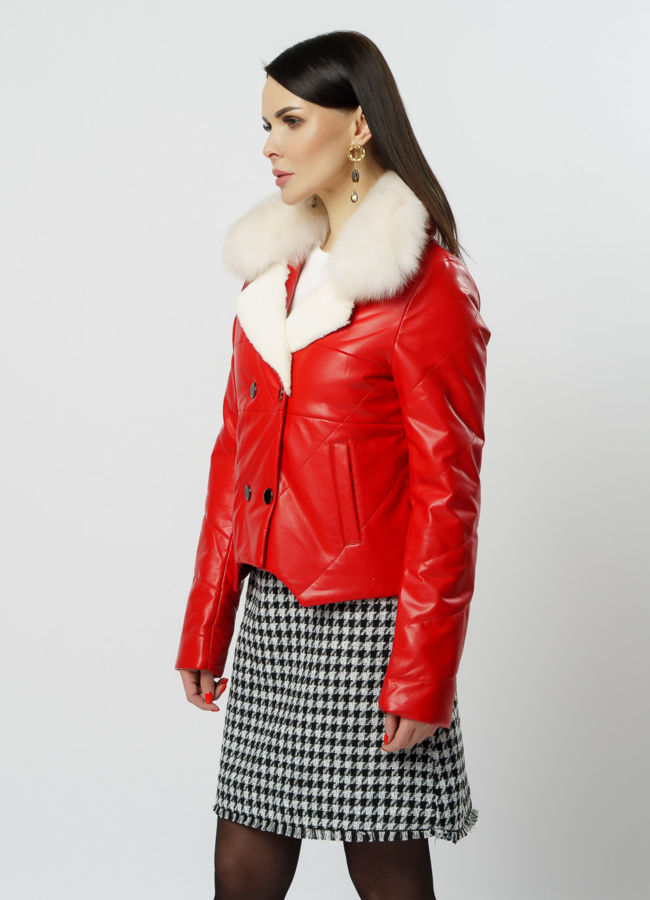 Куртка из искусственной кожи красного цвета модель № 20219 универмаг малина