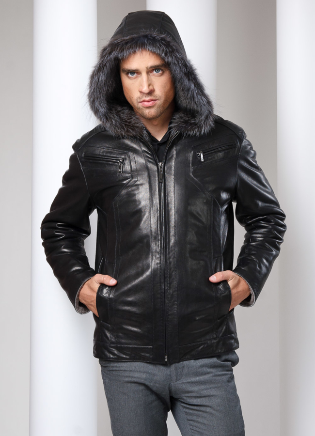 Дубленка  на волке капюшон енот модель № DM-7 меха малина