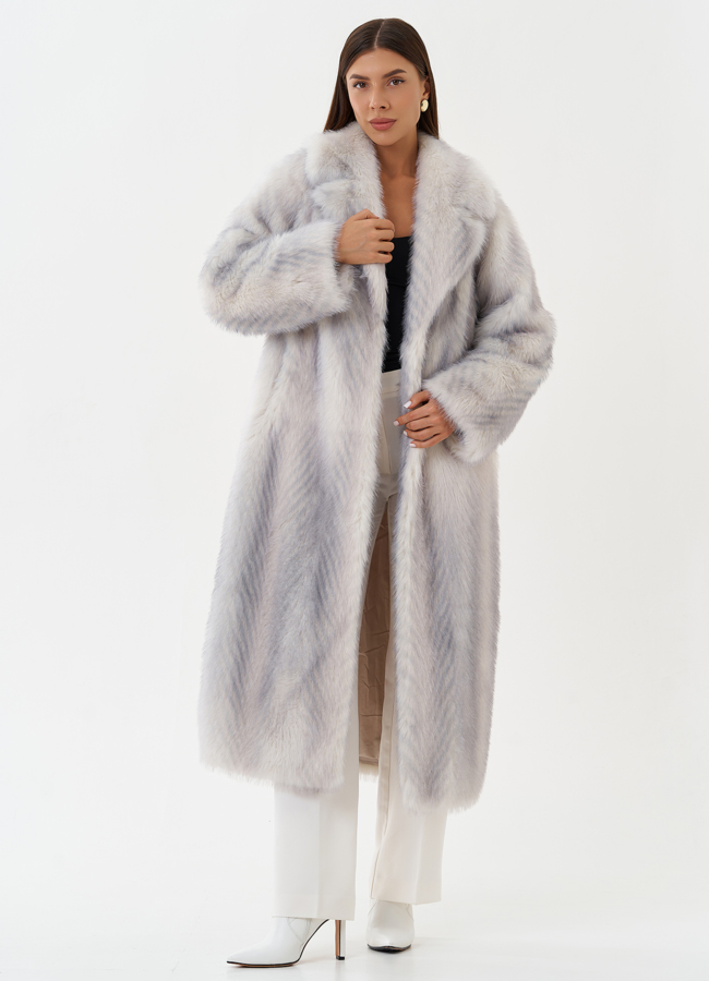 Длинная шуба из эко меха с градиентом модель № 28644 универмаг малина