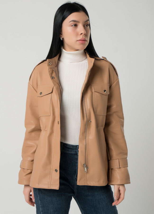 Женская куртка-рубашка из эко кожи  модель № 22406 универмаг малина