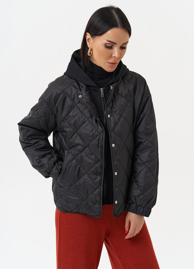 Куртка женская с трикотажным капюшоном модель № 30030 меха малина