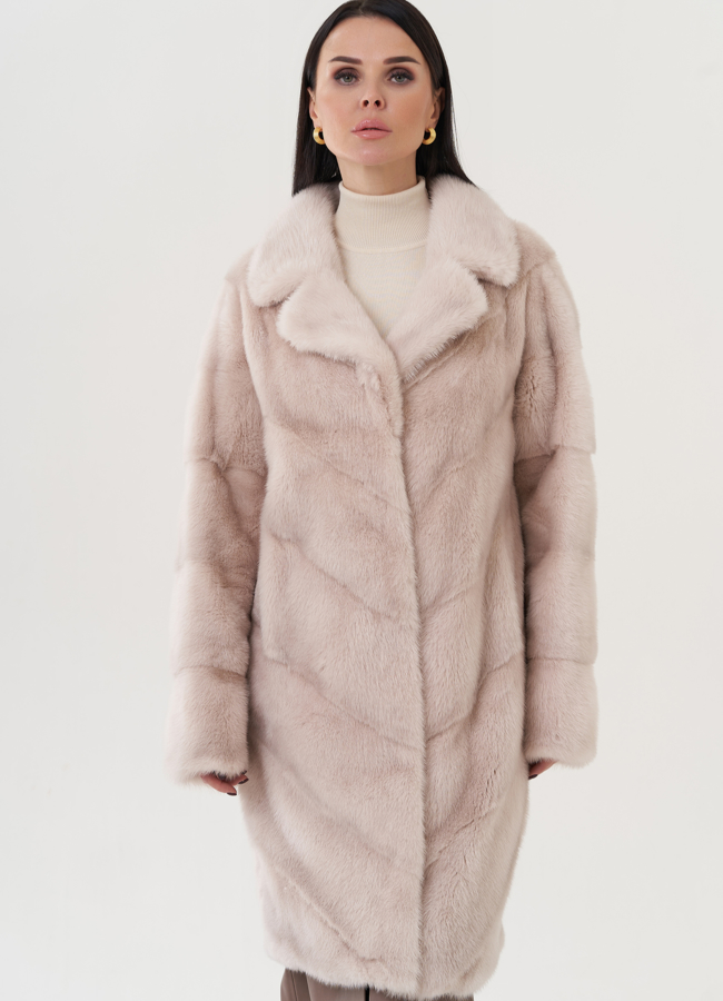 Шуба из норки с английским воротником  модель № 26019 в рассрочку