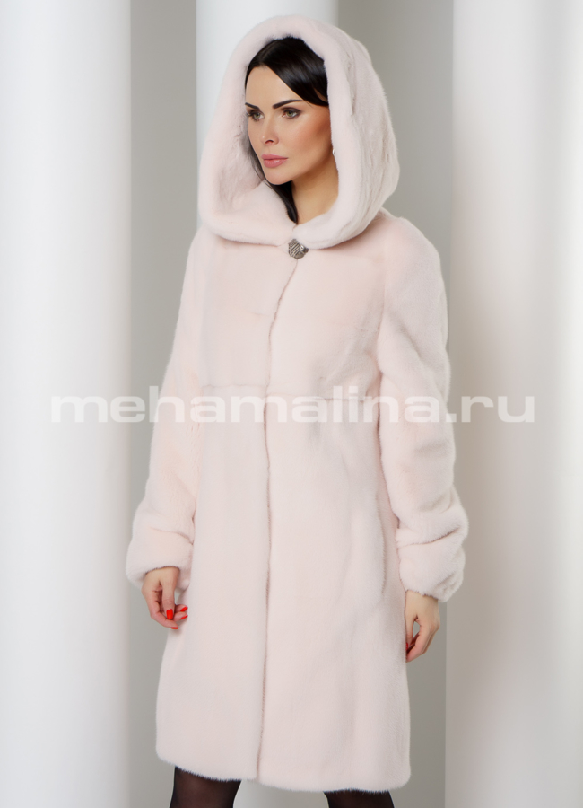 Шуба из норки модель № S1742 меха малина