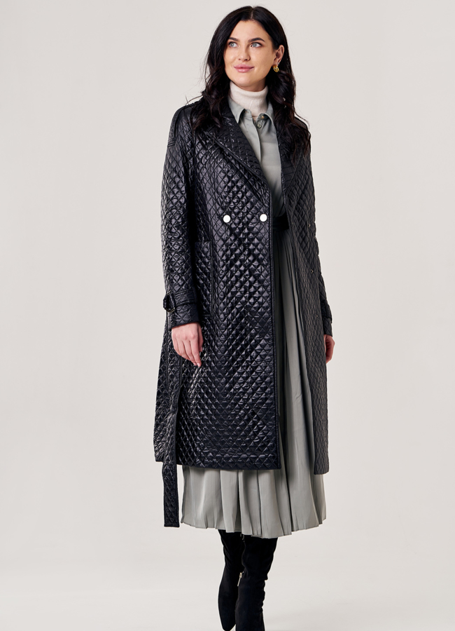 Пальто демисезонное черного цвета модель № 5У-0106/1-2632 в рассрочку