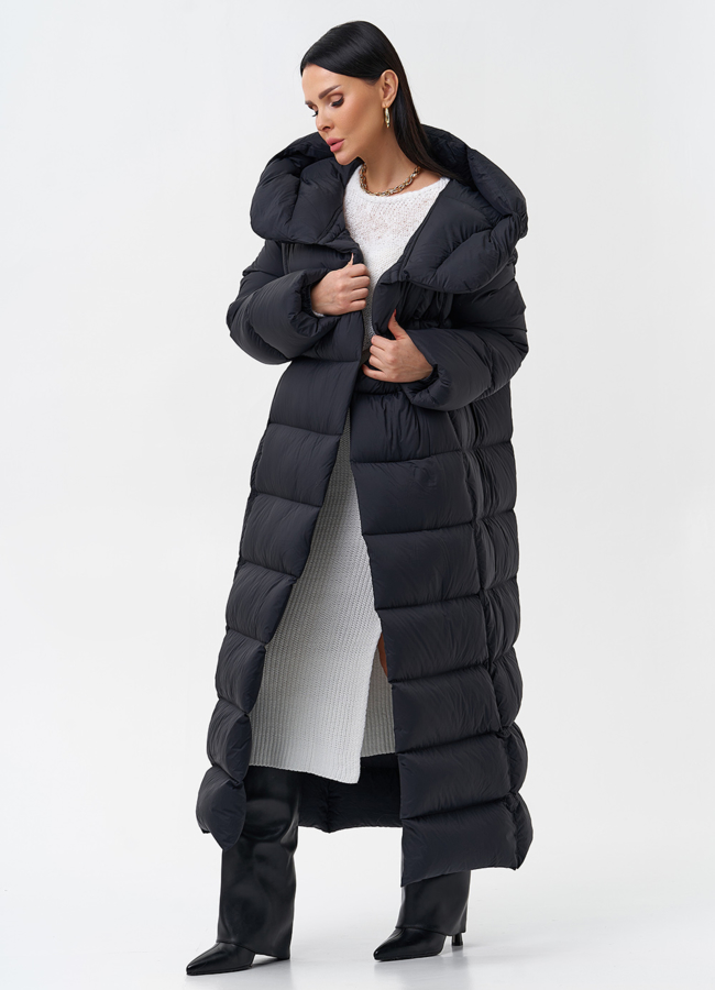 Женский пуховик с капюшоном  модель № 28976 универмаг малина