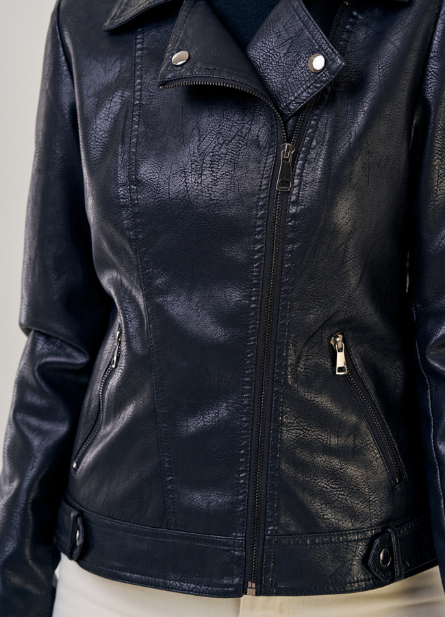 Классическая женская куртка косуха из эко кожи модель № 20639 универмаг малина