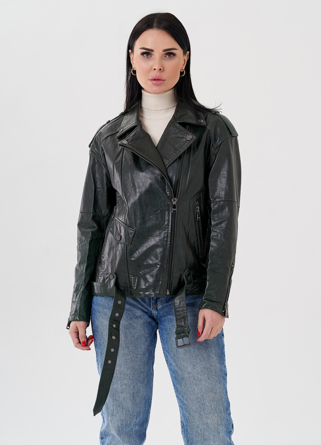 Женская куртка - косуха из натуральной кожи модель № 24087 в рассрочку