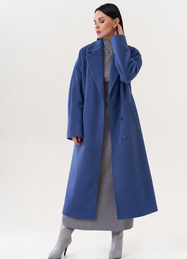 Удлиненное пальто с поясом модель № 26833 в кредит