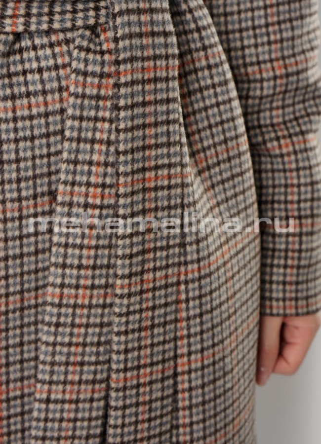Пальто в клетку с английским воротником модель № 443 универмаг малина