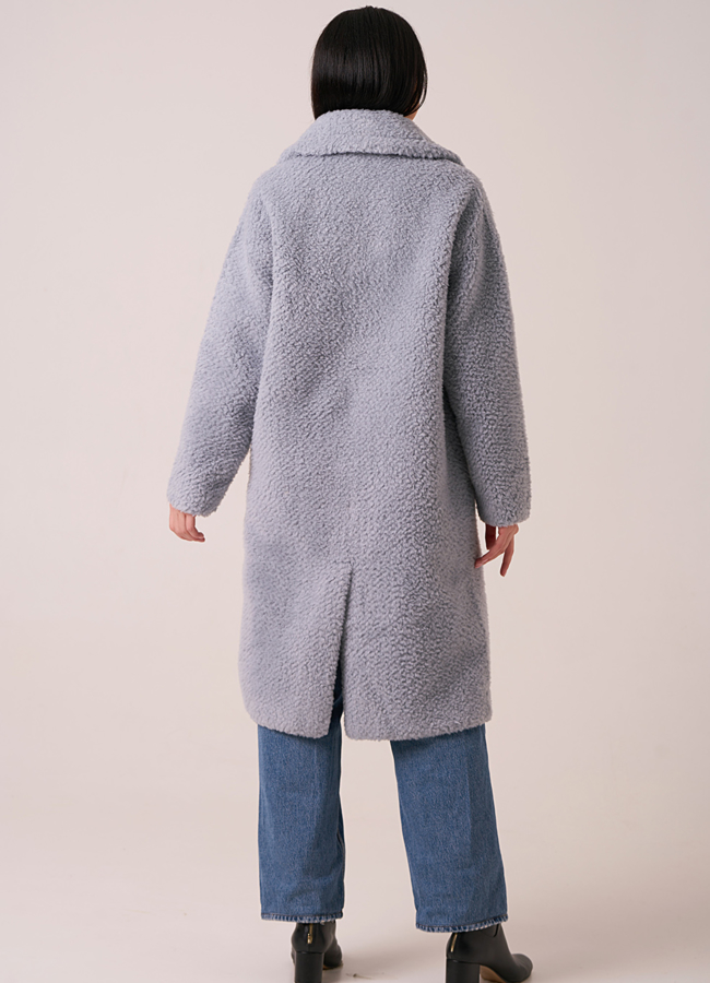 Пальто из эко меха с английским воротником на пуговицах  модель № 207 в кредит