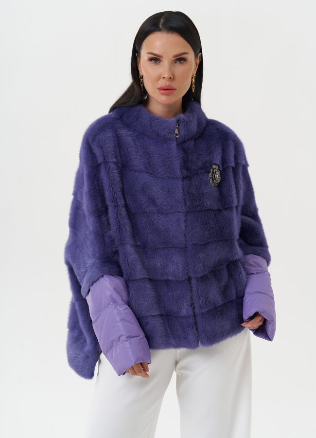 Короткая шуба-трансформер из меха норки модель № 2175 меха малина