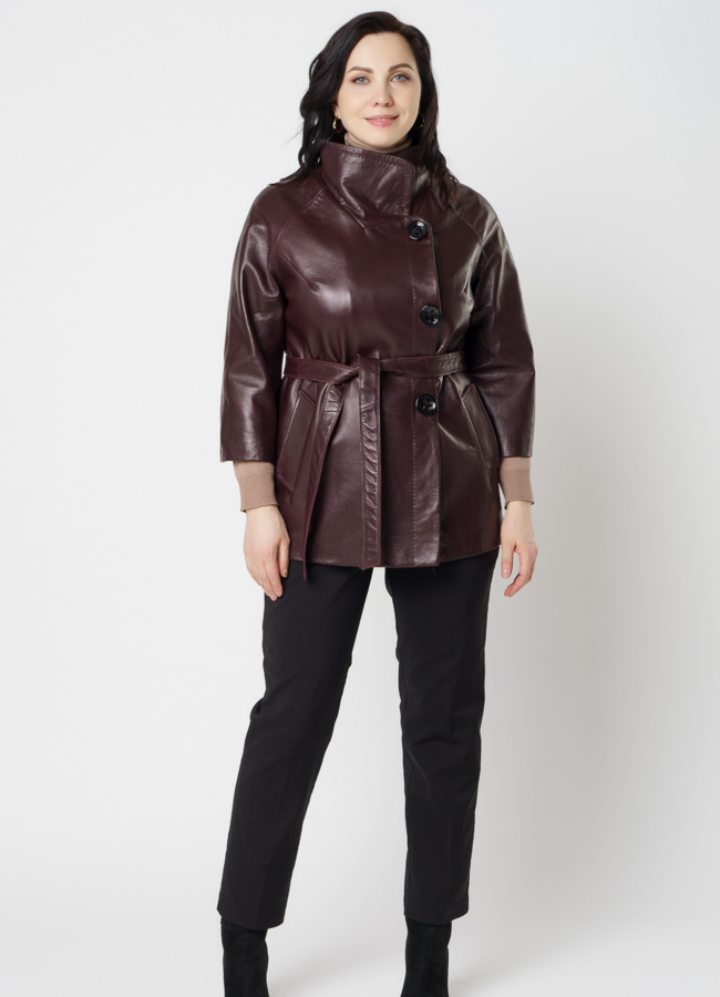 фото Удлиненная кожаная куртка модель № 10650