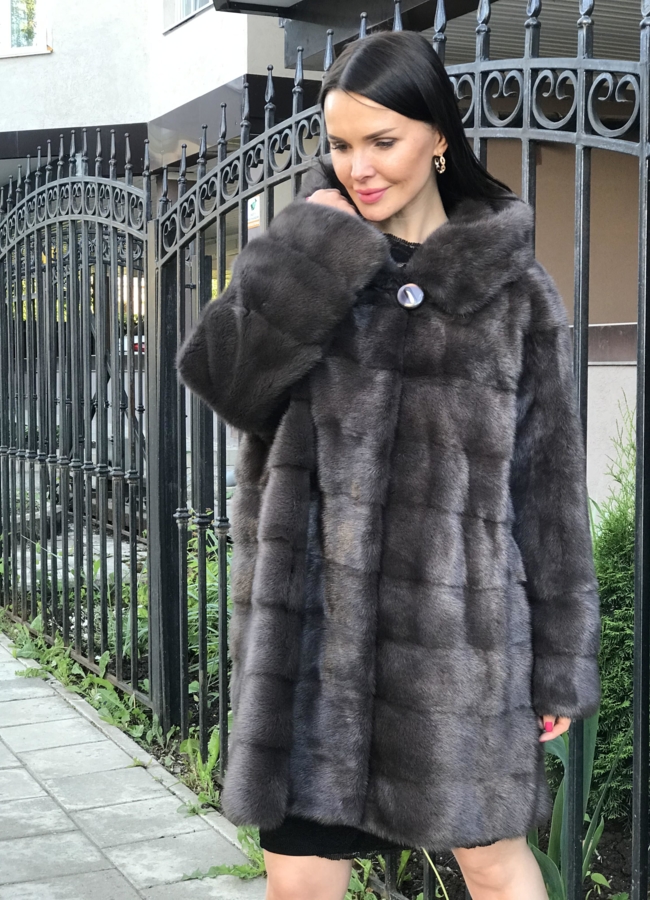 Норковая шуба в цвете графит модель № 8010 в кредит