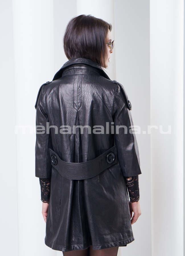 Кожаный френч, двубортный модель № K-251 универмаг малина