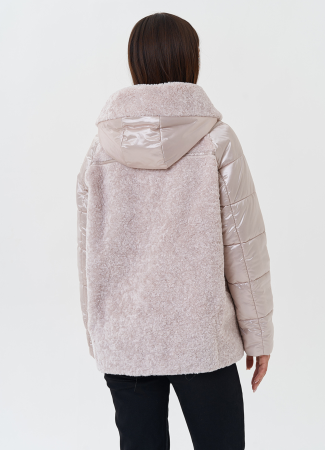 Комбинированный пуховик с капюшоном модель № 27655 универмаг малина