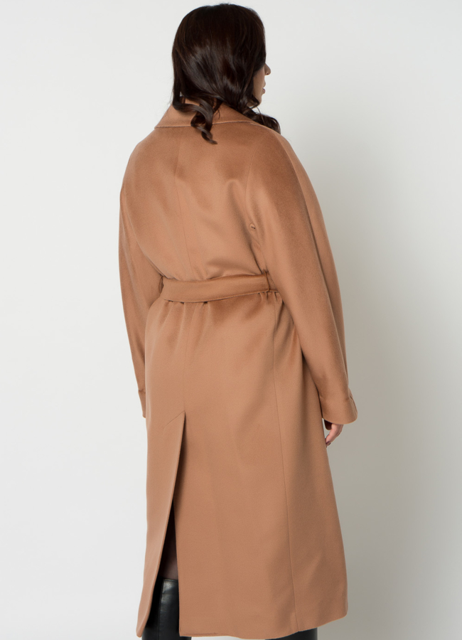 Классическое женское пальто в коричневом цвете модель № 21306 в рассрочку