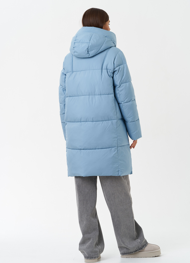 Яркий пуховик на био пухе с капюшоном модель № 28503 универмаг малина