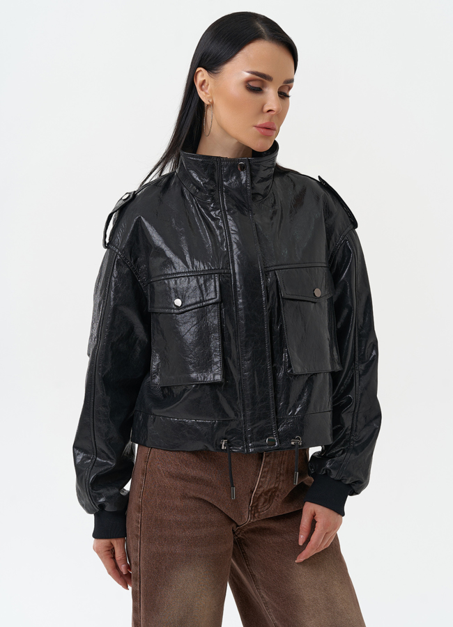 Женская куртка бомбер из натуральной кожи модель № 30096 универмаг малина