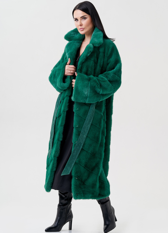 Норковая шуба с английским воротником  модель № 23820 универмаг малина