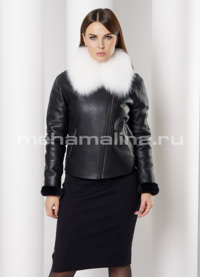 Дубленка OKSA модель № 7430 меха малина